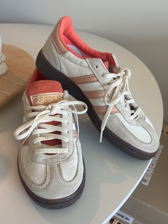 adidas Shoes - Special edition adidas Cream Suede Sneakers with Peach Accents